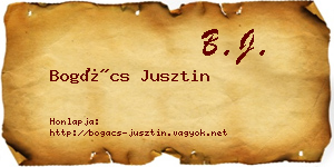 Bogács Jusztin névjegykártya